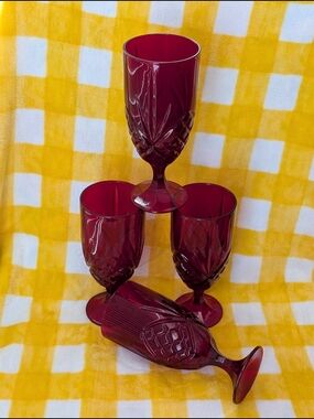 Godinger Dublin Red Cut Crystal-Style Goblets - Set of 4